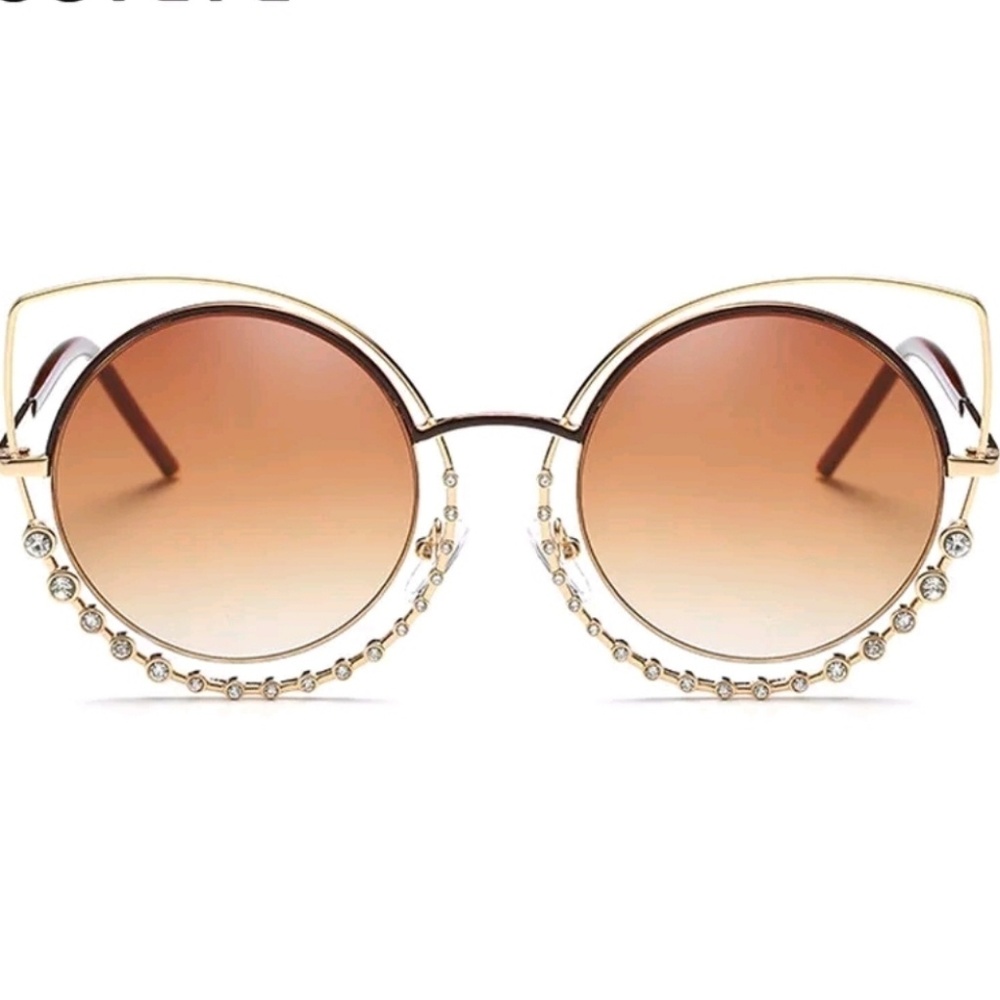 New 🎅 Luxury Rhinestone Cateye Sunglasses - Picture 2 of 8